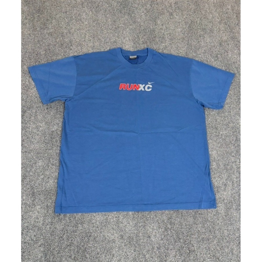 Y2K Nike Dri-Fit Men's "RunXC" Graphic Blue Short Sleeve Training Tshirt Size XL